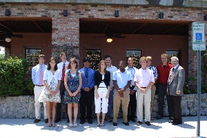 Students awarded at the chapter's May 21 meeting were (front row, l-r) Elizabeth Cottingham, Ashley Rogers, Amber Bundrick, Jesse Adams, and William Davis, with Terry Watkins, chapter education chair, (back row, l-r) Johnathan Hill, Ryan Daugherty, Lean-Miguel San Pedro, Zachary Walle, Nathanial Forbes, Austin King, and Sean Monahan. Not pictured: Denzel Grant, Austin Cannon, and Sherwin Soltani. 